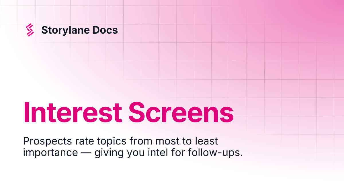 Interest Screens | Hubs | Storylane Docs